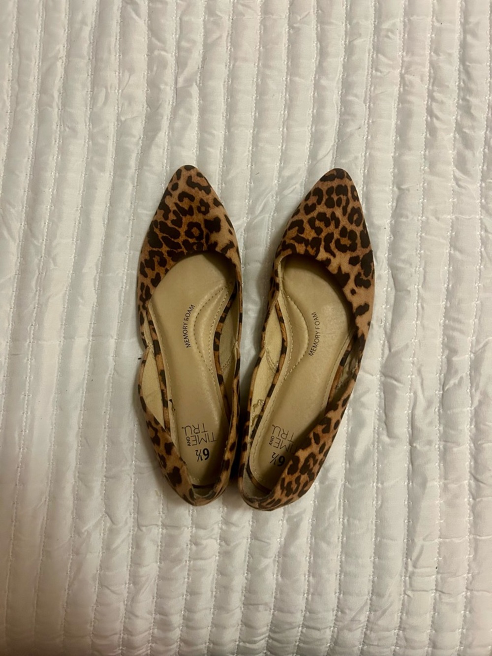 Time and Tru Leopard Print Pointed Flats in Brown and Black